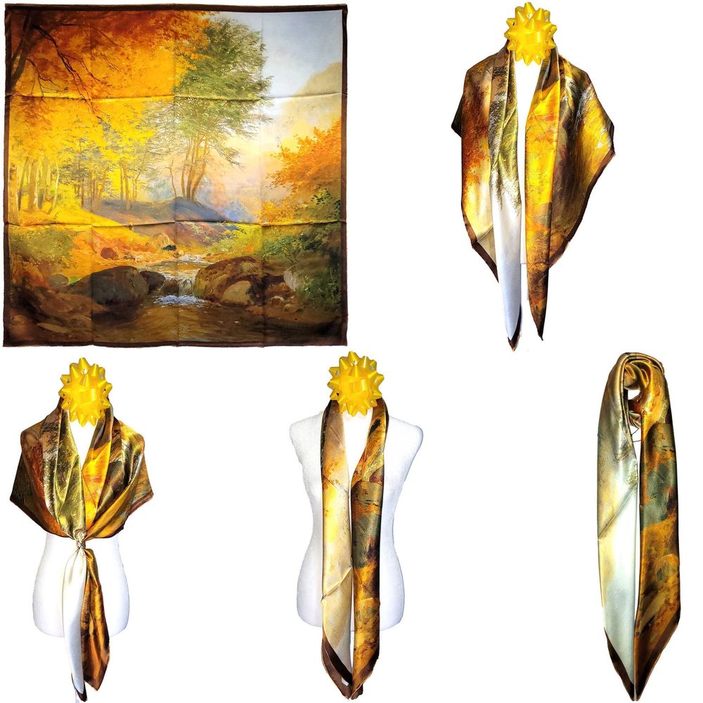 NWT Genuine 100% Mulberry Silk Satin Scarf 42"x42" Large Square Shawl 59401